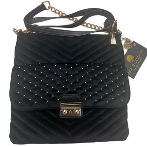 Big Buddha Black Handbag/Crossbody with Gold Trim Accents
